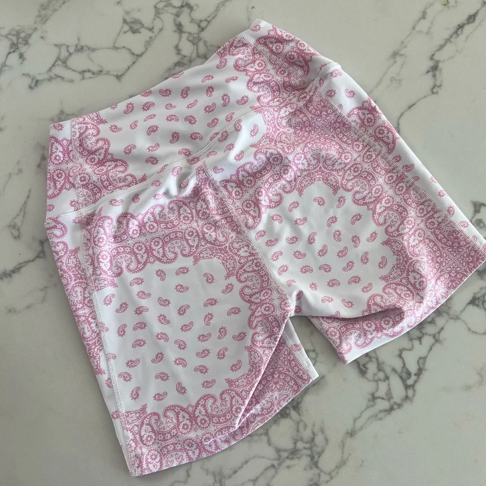 Year of Ours Bandana Bike Shorts Pink Paisley​ - Picture 3 of 8